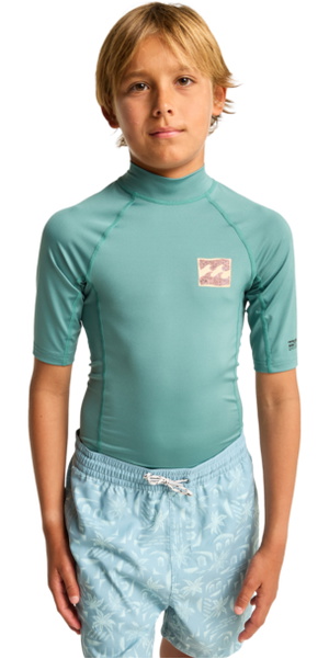 2026 Billabong Junior Re Issue Short Sleeve Rash Vest EBBWR03009 - Sea Green